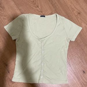 Brandy Melville lime green zelly button up top, perfect condition, one size